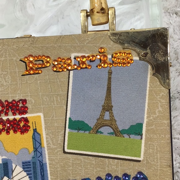Cigar box satchel London Paris sequins - Picture 2 of 7